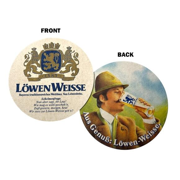Coasters Lot 24 Lowen Weisse Beer Round Dual Sided Image Paper Cardboard 4 Inch - Picture 2 of 13